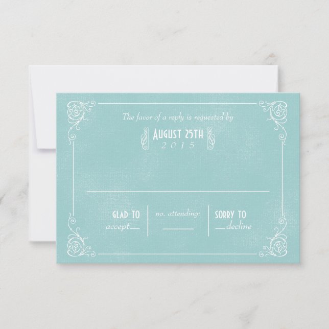 Vintage Blue Art Deco RSVP Cards (Front)