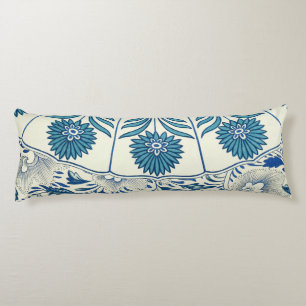 Vintage Blue Asian Floral: Antique Chinoiserie Body Cushion