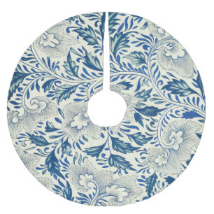 Vintage Blue Asian Floral: Antique Chinoiserie Brushed Polyester Tree Skirt