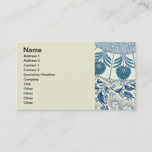Vintage Blue Asian Floral: Antique Chinoiserie Business Card