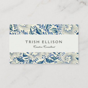 Vintage Blue Asian Floral: Antique Chinoiserie Business Card