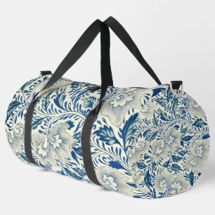 Vintage Blue Asian Floral: Antique Chinoiserie Duffle Bag