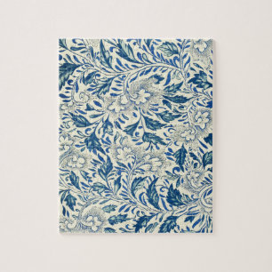 Vintage Blue Asian Floral: Antique Chinoiserie Jigsaw Puzzle