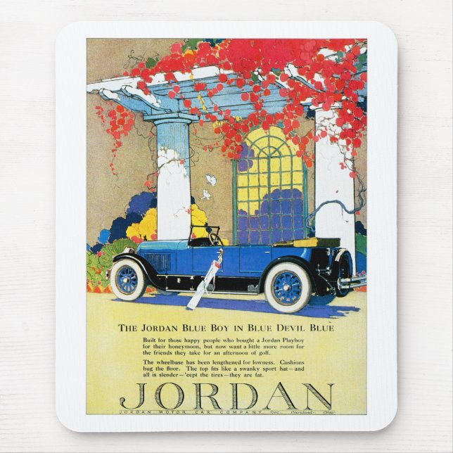 Vintage Blue Automobile Ad Mouse Mat (Front)