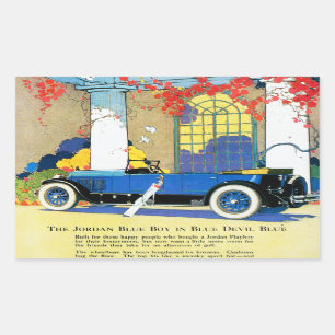 Vintage Blue Automobile Ad Rectangular Sticker