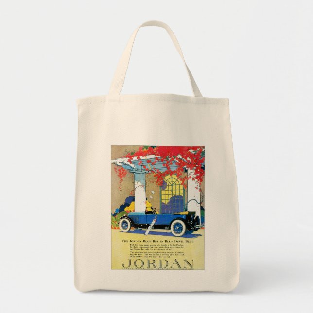 Vintage Blue Automobile Ad Tote Bag (Front)