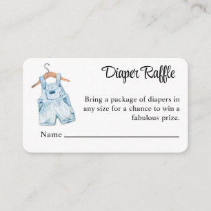 Vintage Blue Baby Overalls Diaper Raffle Enclosure Card