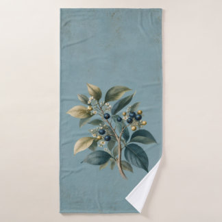 Vintage Blue Berry & Leaf Bath Towel