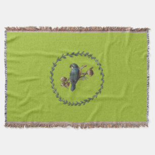 Vintage Blue Bird Throw Blanket