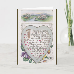 Vintage Blue Bird Valentine Holiday Card