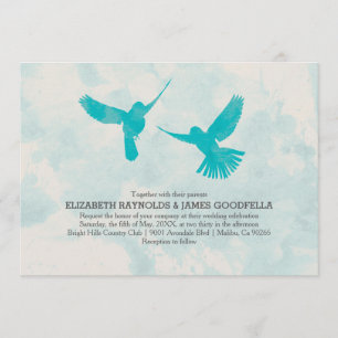 Vintage Blue Bird Wedding Invitations