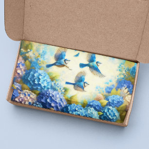 Vintage Blue Birds And Hydrangeas  Tissue Paper