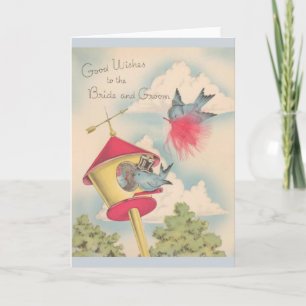 Vintage Blue Birds Wedding Greeting Card