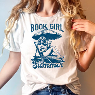 Vintage Blue Book Girl Summer T-Shirt