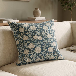 Vintage Blue Botanical Floral Cushion