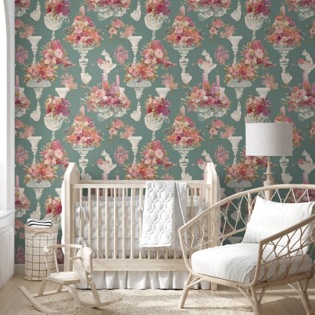 Vintage Blue Bouquet Wallpaper (Kids)