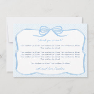 Vintage Blue Bow Boy Baby Shower Party Thank You Card