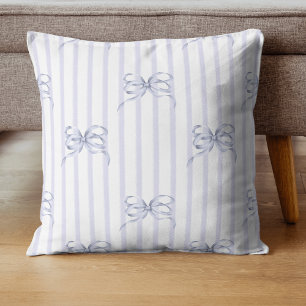 Vintage Blue Bow Boy Rocking Horse Baby Shower Cushion