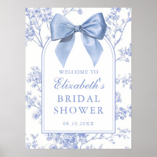 Vintage Blue Bow Bridal Shower Welcome Sign