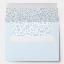 Vintage Blue Bow Floral Toile Elegant Cottagecore