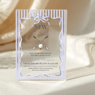 Vintage Blue Boy New to the Club Golf Baby Shower Acrylic Invitations
