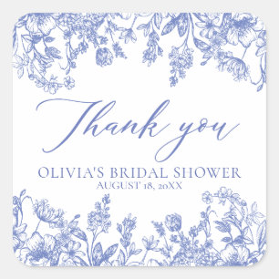 Vintage Blue Bridal Shower Thank You Stickers