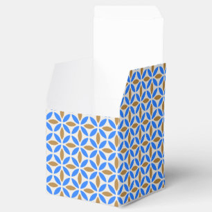 Vintage Blue Brown Barcelona Petals Geometric Favour Box
