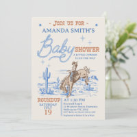 Vintage Blue Brown Rodeo Cowboy Baby Shower