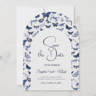 Vintage Blue Butterflies Invitation