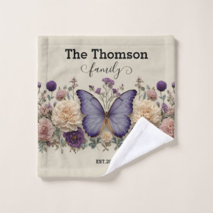 Vintage Blue Butterfly with Floral for Family Bath Towel Set