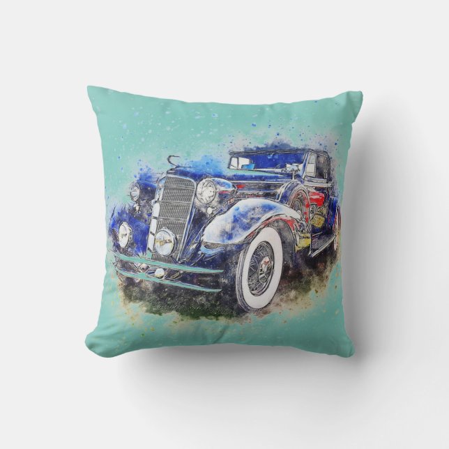 Vintage Blue Car Cushion (Front)