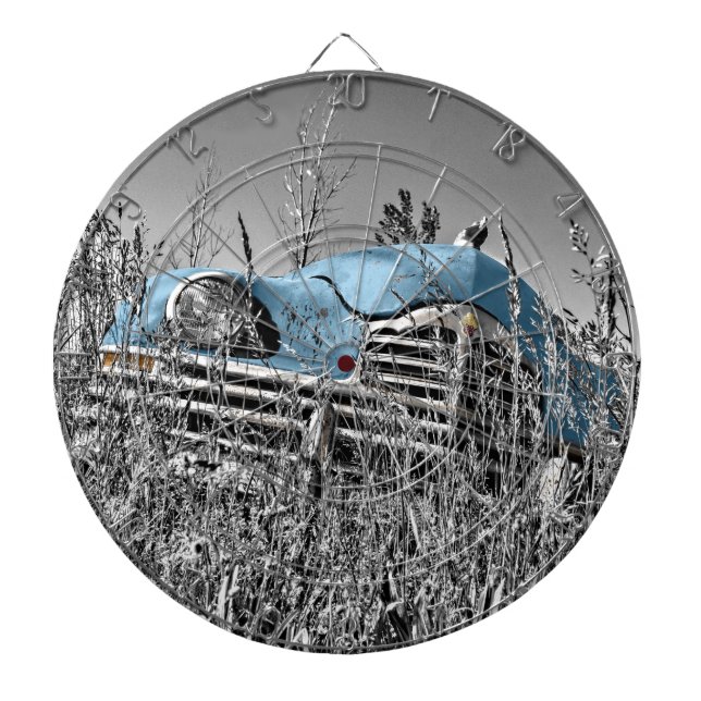 vintage blue car dartboard (Front)