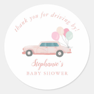 Vintage Blue Car Drive By Baby Shower Classic Round Sticker