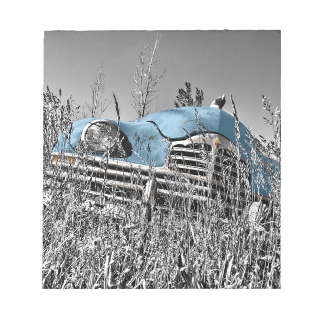vintage blue car notepad (Front)