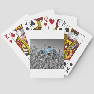 vintage blue car playing cards