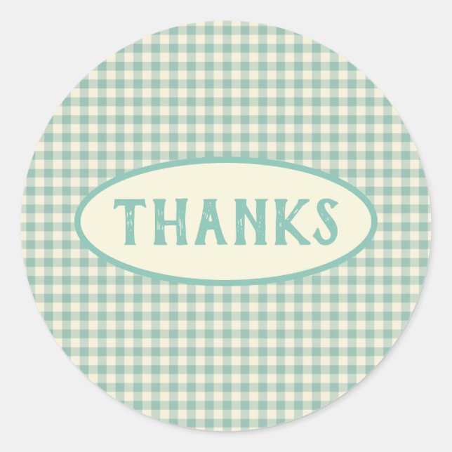 Vintage Blue Chequerboard Pattern Custom  Classic Round Sticker (Front)