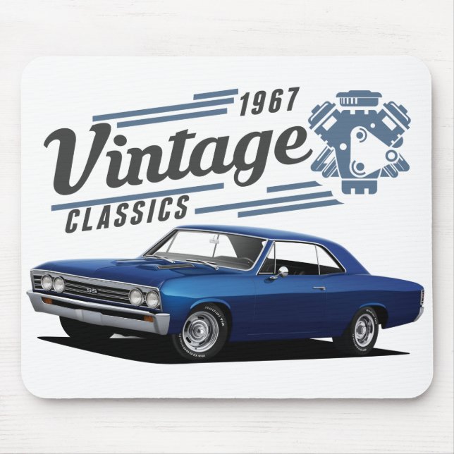 Vintage Blue Chevelle Mouse Mat (Front)