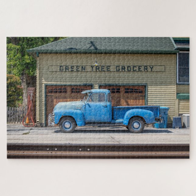 Vintage Blue Chevy Jigsaw Puzzle (Horizontal)