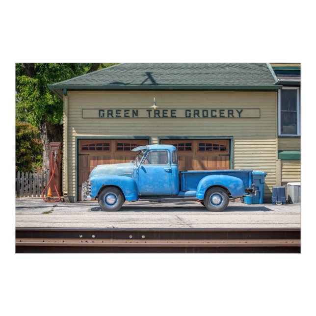 Vintage Blue Chevy Photo Print (Front)