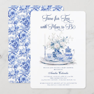Vintage Blue Chinnosserie Baby Shower Tea Party  Invitation