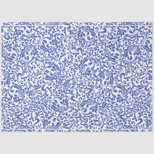 Vintage Blue chinoiserie Decoupage Tissue Paper (Front)