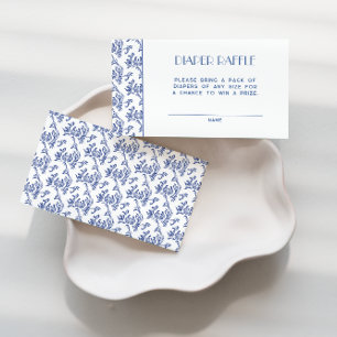 Vintage Blue Chinoiserie Elegant Bow Diaper Raffle Enclosure Card
