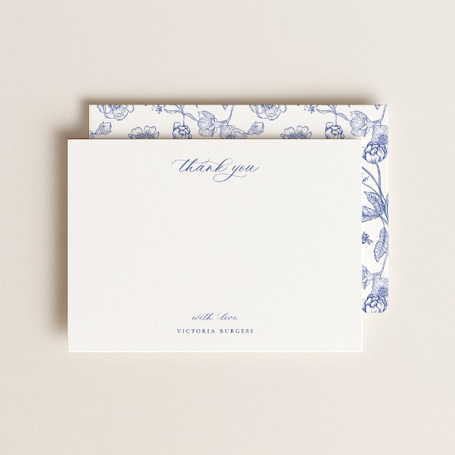 Vintage Blue Chinoiserie Floral Thank You Card (Creator Uploaded)