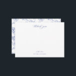 Vintage Blue Chinoiserie Floral Thank You Card<br><div class="desc">Vintage Blue Chinoiserie Garden Floral,  thank you note card.</div>