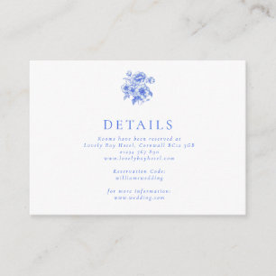 Vintage Blue Chinoiserie Floral Wedding Enclosure Card