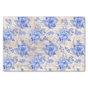 Blue White Floral Leaf Pattern Decoupage Tissue Paper | Zazzle