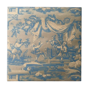 Vintage Blue Chinoiserie  Tile