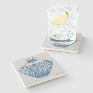 Vintage Blue Chinoiserie Vase Ginger Jar Stone Coaster