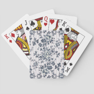 Vintage Blue Chintz And Pinstriped Pattern Playing Cards