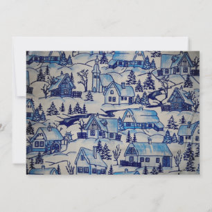 Vintage Blue Christmas Holiday Village